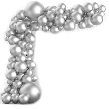 Silber Metallisch Chrom Latex Ballon Bogen Kit, 102 Teilige Bogen Girlande 8365