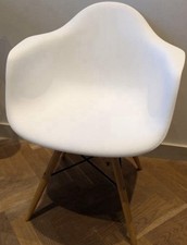 Classic Mid Century Dining Chair Beach Wood Eiffel Legs. Set of 2 White