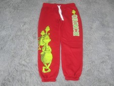 The Grinch Pants Kids XL Red Fleece Joggers Graphic Christmas Lounge Sweatpants