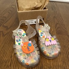 Mini Melissa MINIPOSFAB Clear Beige Fisherman Sandal US 10 Bear Owl Buckle