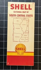 Shell South Central States Sectional Road Map 1956 Vintage Highway Gas Station