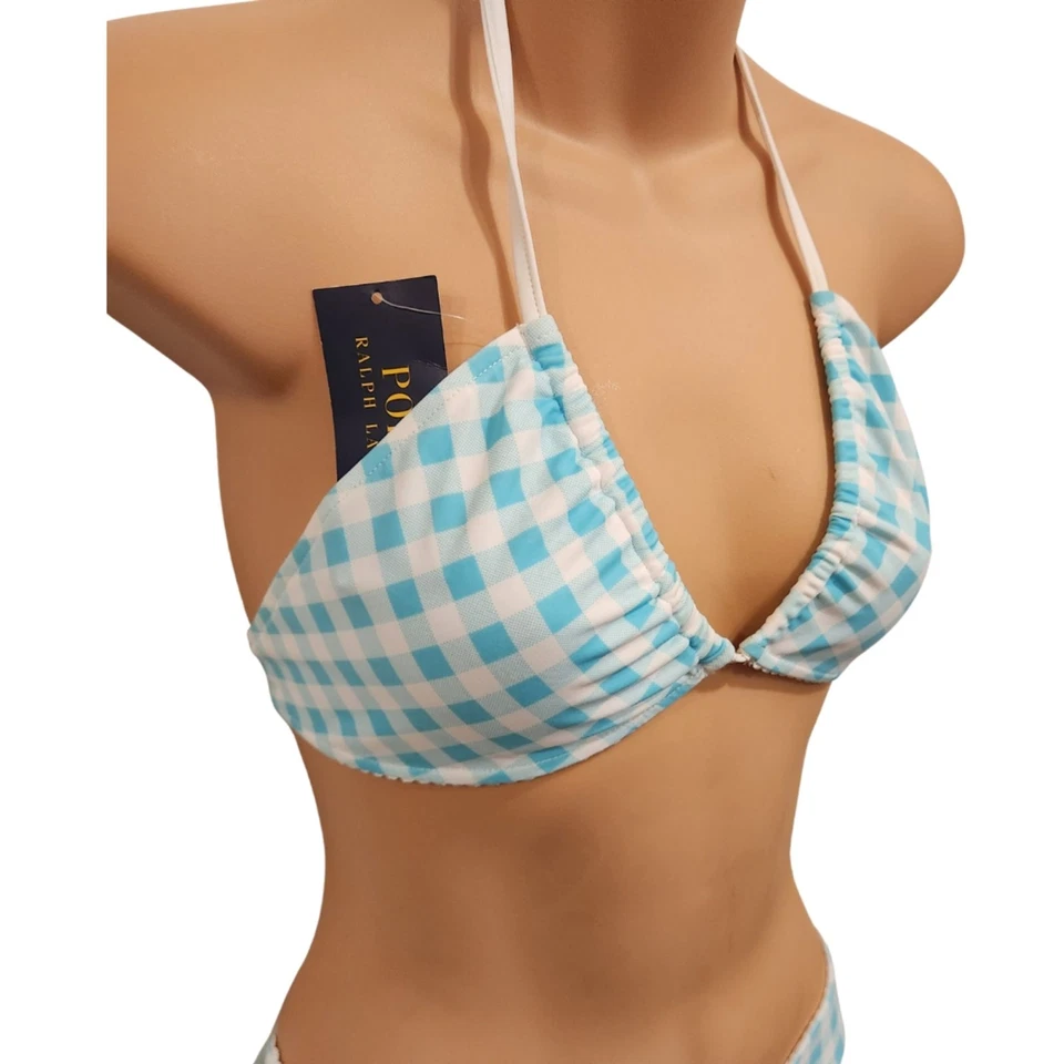 NUEVO CON ETIQUETAS Ralph Lauren Niñas Azul Guinga Dos Piezas Bikini Traje de Baño Talla 14 $60 Foto 2 de 4