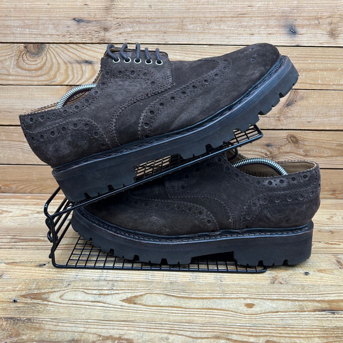 Grenson Shoes Mens UK Chocolate Brown Suede Chunky Comfort