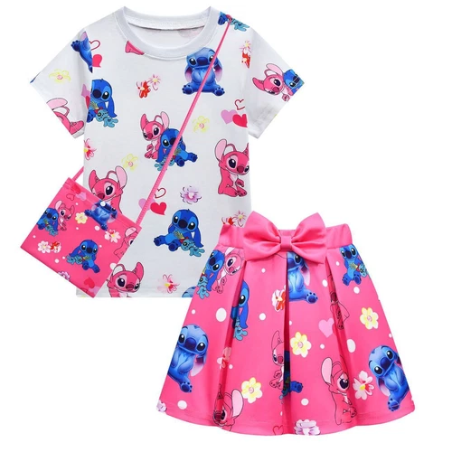 Lilo and Stitch Costume Girls T-Shirt Pleated Skirts Outfit Dress Cosplay Dress - Picture 4 of 25