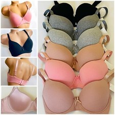 3-6 Women's Push Up Bras Cotton T-Shirt Bra 3 HOOK GIFT 8208 PLUS SIZE 36DD-44DD
