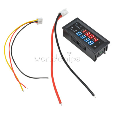10pcs M4430 Digital 0-100V 10A Red+Blue Dual LED Voltmeter Ammeter 4-Bit 5 Wires