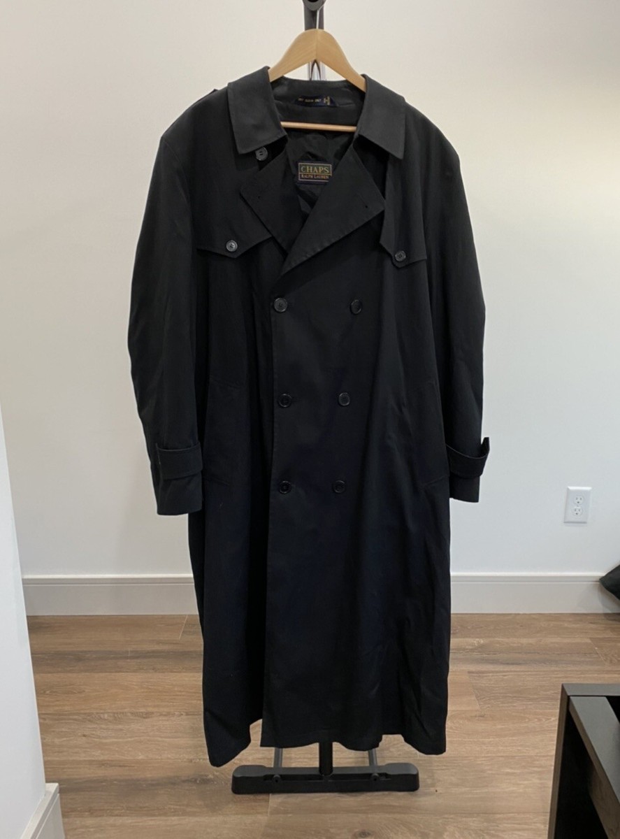 Chaps Ralph Lauren Men's Size 42L Trench Coat Jacket Black Chaps Ralph Lauren Men's Size 42L Trench Coat Jacket Black