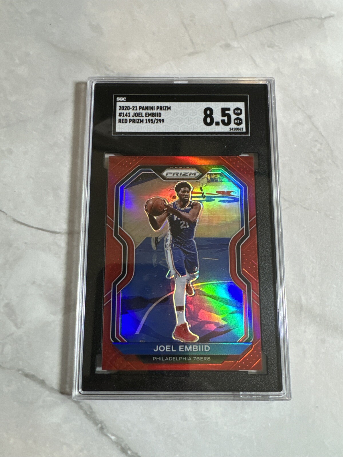 2020-21 Panini Prizm Joel Embiid Red Prizms #195/299 #141 76ers