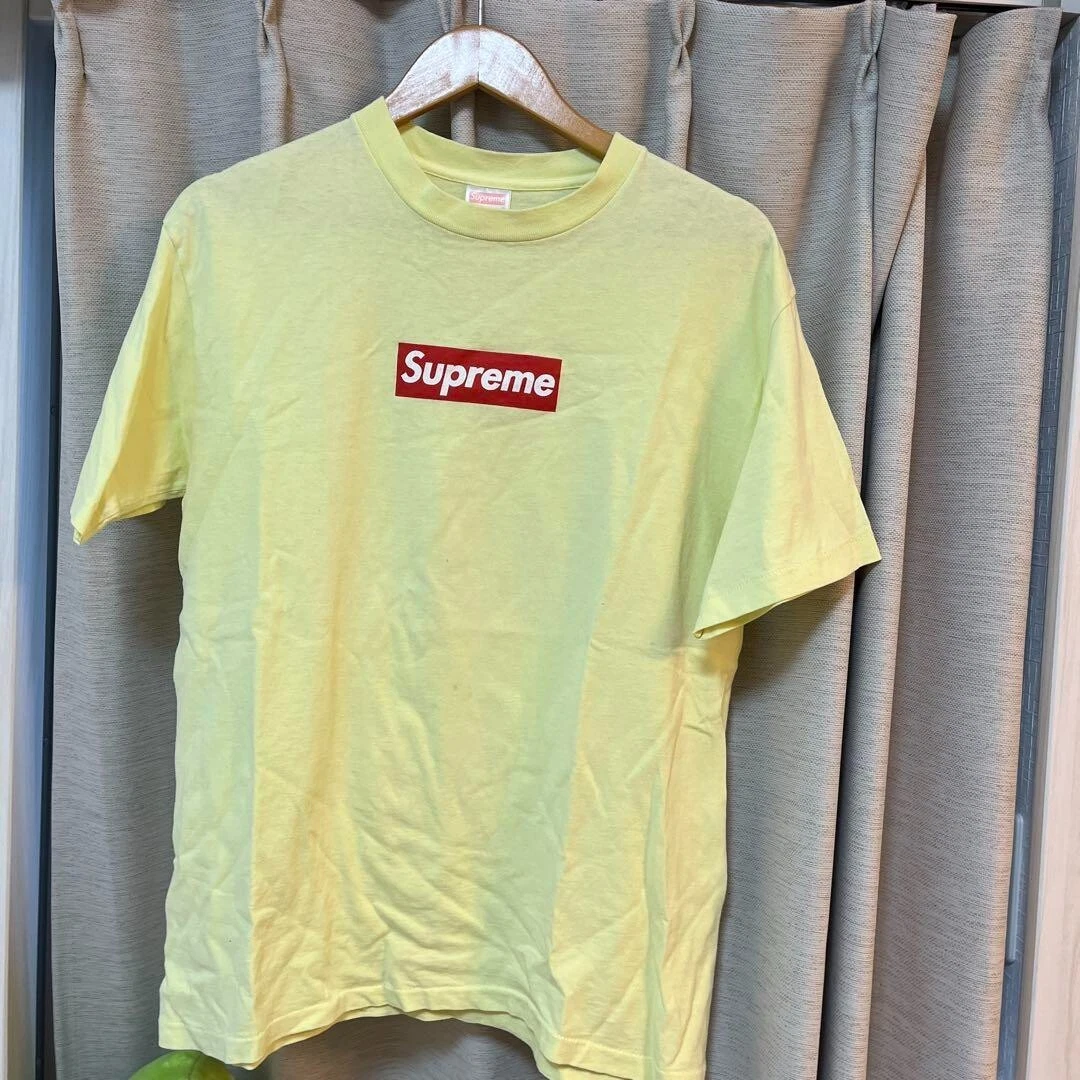 T shirt jaune manches courtes imprimé logo Supreme Vintage Archive Box OCCASION taille L