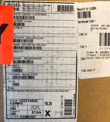 CISCO WS-X6708-10G-3C= Catalyst 6500 8 x Ports BRAND NEW IN ANTI-STATIC BAG