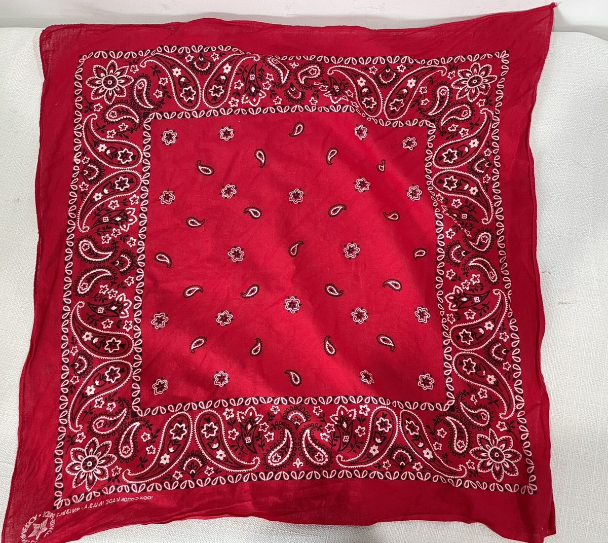 小物 AT LAST BANDANA Beautiful Vintage Red Southwest Biker Bandana Made in USA