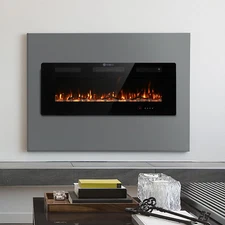 50" Insert Wall Mounted Electric Fireplace, Low-Noise Fireplace Heater Mantel Fe