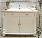 Waschtisch mit Eichenplatte Landhaus Waschbecken Badunterschrank Vintage Shabby