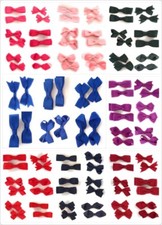 Pair of Girls Kids Small Hair Bow Clips Slides Gripes - School Uniform Colours