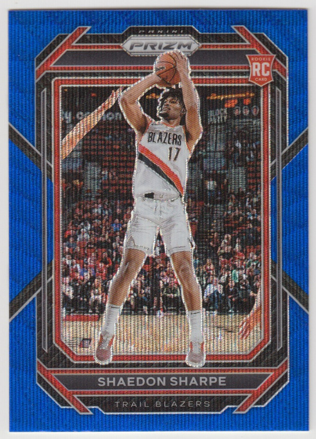 2022-23 Panini Prizm Tmall Asia Shaedon Sharpe Blue Wave Prizm #250 Rookie RC