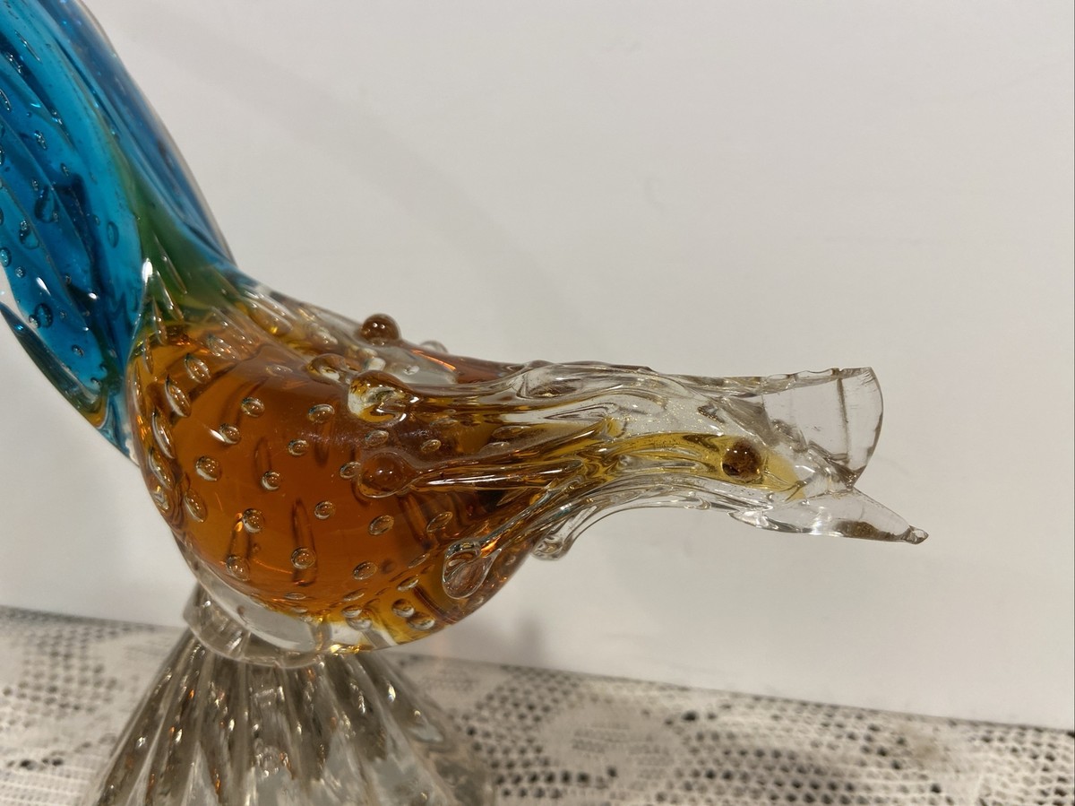 Murano Venetian Art Glass Pheasant Rooster Bird Figurine W