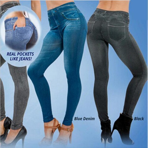 Womens Denim Leggings With Pockets