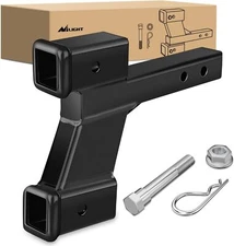 Nilight Trailer Dual Hitch Extender for 2 Inch Receiver with 2 Inch 6 Inch Rise