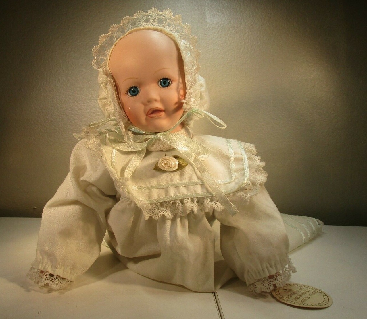 Porcelain WindUp Baby Doll by Show Stoppers Pianobaby Vintage Small