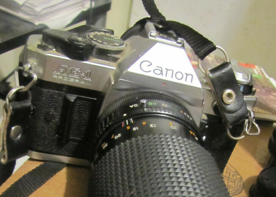 CANON AE-1 PROGRAM 35mm Camera w/Cannon 50mm & Sears 200mm & 135mm