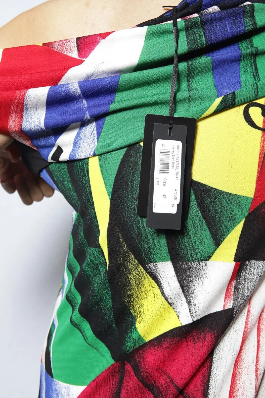 Abito VERSACE arte astratta Picasso spalle scoperte pronto all'uso autunno 2018 tg 42