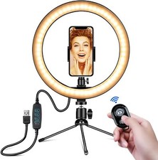 Ring Light 10" - Portable Selfie Circle Lights with Tripod Stand, Phone Holder