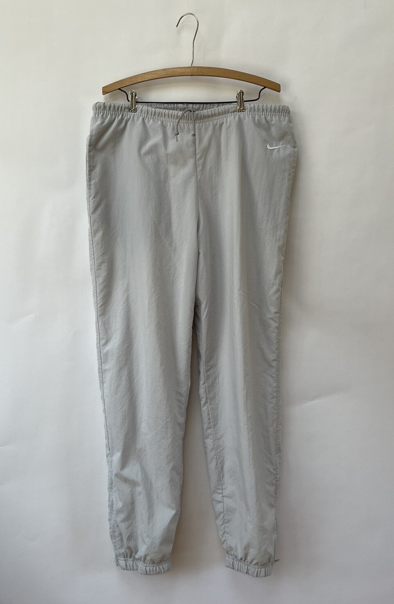 Vintage 90s NIKE Nylon Track Pants Lined Beige MEDIUM