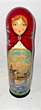 Matryoshka Wine Vodka Bottle holder wood Russian nesting doll hand painted vtg