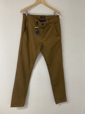 Ted Smith Pants Mens 35x34 Chino Sweat Denim Brown Stretch Straight N227