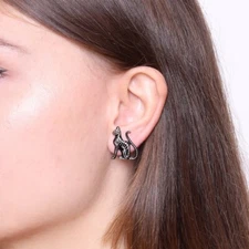 Black Cat Earrings Feral Bones Stainless Steel Jewelry By Controse