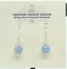 Sterling Silver Natural ANGELITE Gemstone Dangle Earrings #1593...Handmade USA