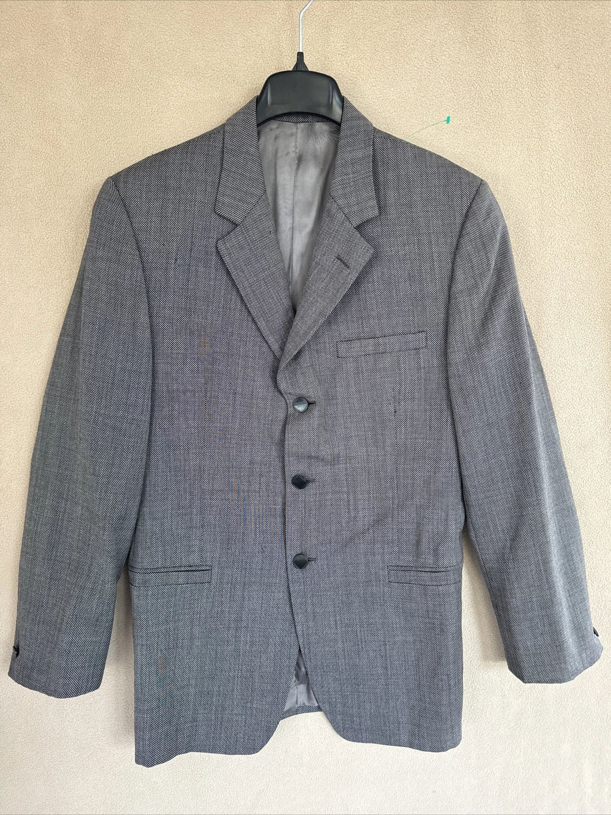 Versace Classic V2 Cappotto Sportivo Uomo Nero Grigio Check 40R? 3 bottoni petto 41"