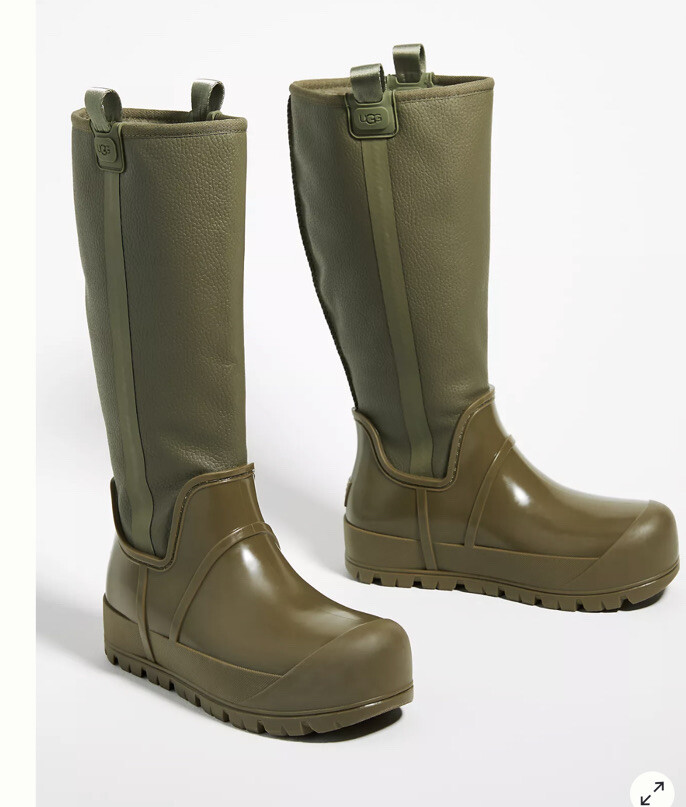 sale!国内即発送☆UGG Raincloud Lace UGG RAINCLOUD TALL BURNT OLIVE WATERPROOF RUBBER RAIN BOOTS