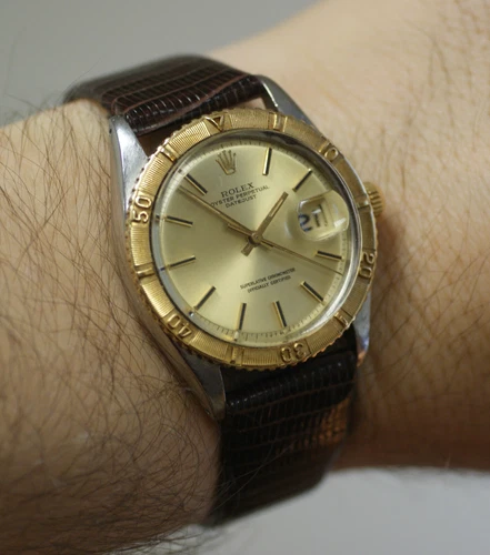 Rolex Datejust Vintage Thunderbird Turn O Graph 18K Gold Steel Ref. 1625 36mm