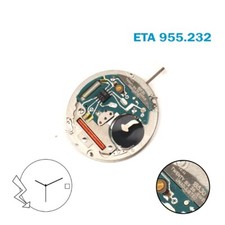 Mouvement ETA 955.232 Suisse NOS - Mécanique Automatique, Disque Date Blanc à 3