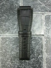 24mm Bell  Ross Grain Leather Strap Black Watch Band for BR-01 BR-03 Black x1