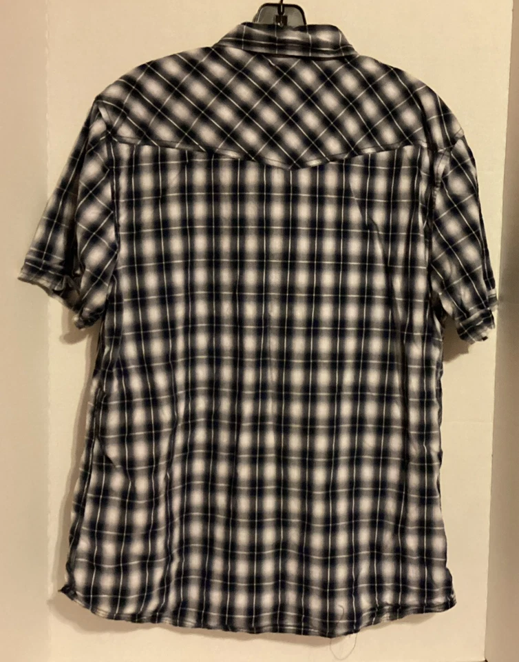 Camisa a Cuadros Estilo Reino Unido Por Conexión Francesa M Bolsillos Botones Azul Blanco Gris Foto 4 de 4