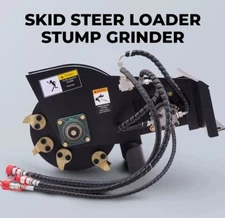 Secondhand Stump Grinder F/ Mini Skid Steer Loader Attachment w/Hydraulic Hoses