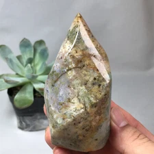 232g TOP MADAGASCAR NATURAL OCEAN JASPER QUARTZ CRYSTAL Freeform The torch g6611