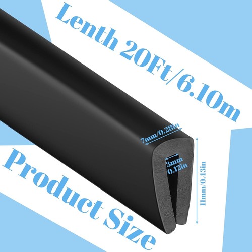 20Ft Rubber Edge Trim U Channel Seal Strip Self Adhesive Edge Trim Fit 1/8" Edge - Imagen 2 de 4