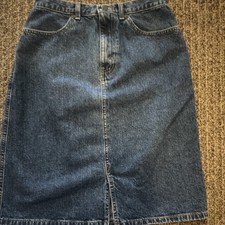 Eddie Bauer Womens Blue Denim Knee Length Str...