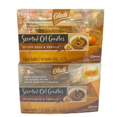 Glade Scented Oil Candles Spiced Rose & Vanilla Lot Of 2 Starter Kits New