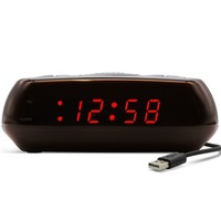 Acctim Miramar Digital Alarm Clock USB Mains Powered with Battery Backup Red LED