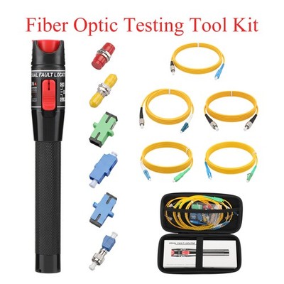 12PCS Fiber Optic Cable Test Kit, FTTH Optic Pen with 5 Patch Cords
