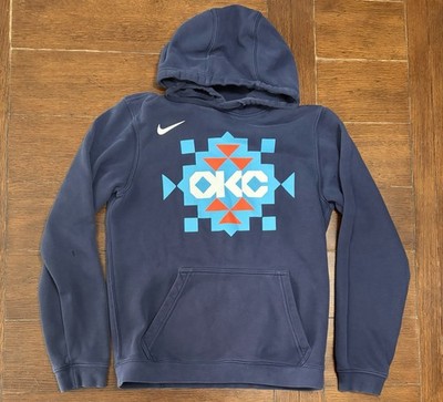 Men s Oklahoma City Thunder Nike City Edition Navy Hoodie Sweatshirt NBA