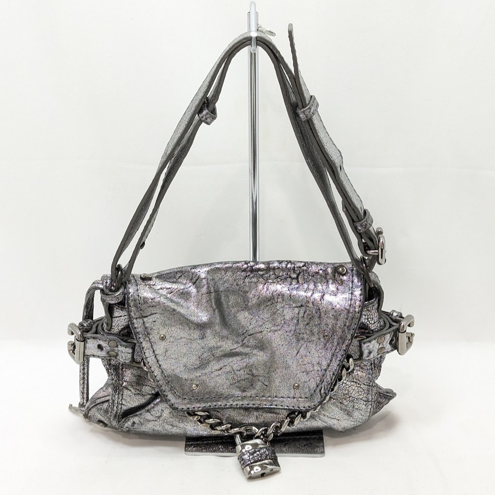 Chloé シルバー ハンドバッグ ロック付き Chloe Paddington Leather Padlock Key Hand Bag Silver Women's