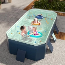 Foldable Swimming Pool, Non-Inflatable Kids' and Adults' Outdoor Large Swimming