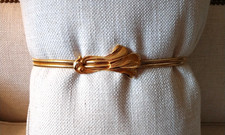 Vintage Gold Tone Stretch Snake Coil Belt Metal Swirl Buckle 24 - 26 inch