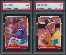 1987 Donruss Baseball Psa 9 Mint Rc Lot 36 Greg Maddux 46 Mark Mcgwire Rookie 1987 Donruss Baseball Psa 9 Mint Rc Lot 36 Greg Maddux 46 Mark Mcgwire Rookie