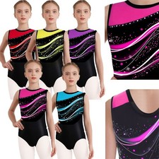 Girls Ballet Patchwork Jumpsuit Gymnastics Leotard Training Bodysuit Sports